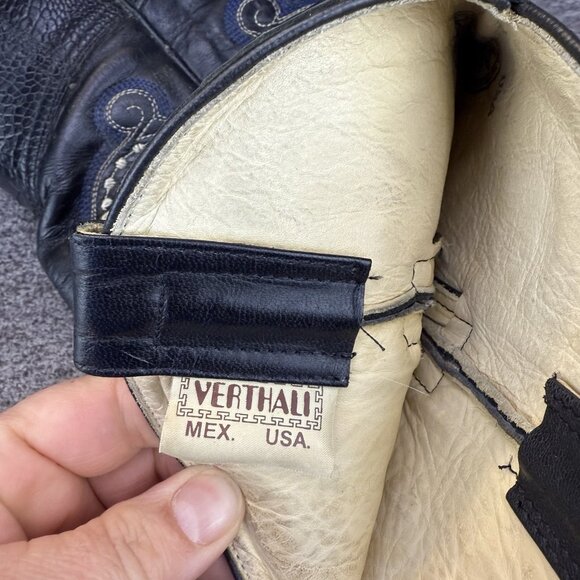 ✅Verthali Exotic Western Boots 🖤Black Ostrich Leather Cowboy Boots Mens Size 10 - Picture 3 of 13